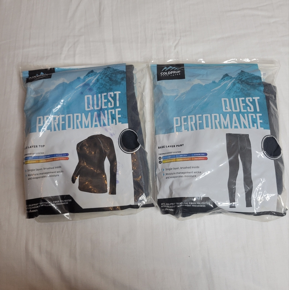 Cold pruf Quest Performance Thermal Shirt and Pants sold separately in stores.